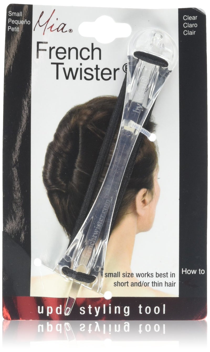 Mia French Twister Up-Do Hair Styling Tool Bun Maker for Women, Teens, Girls, Dress Up, Brides, Short and/or Thin Hair - Small Size, Clear